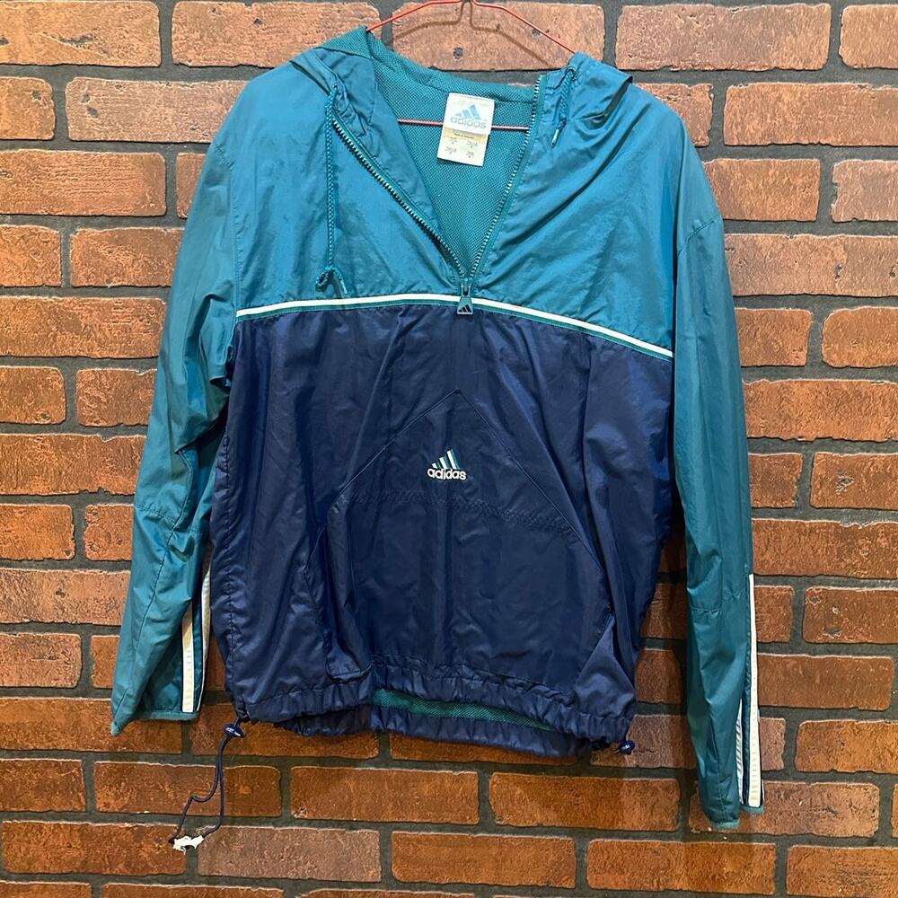 Vintage Adidas Hooded Windbreaker Jacket - Size Small retro streetwear sporty